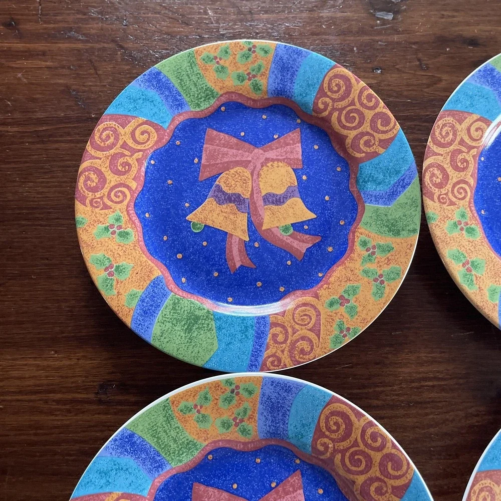 Sango PotPourri Mix & Match Christmas Plates Set of 4 Bells